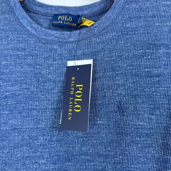 Polo RALPH LAUREN Womens LARGE Maxi DRESS Waffle Knit SHORT SLEEVE Blue SP - Picture 4 of 5